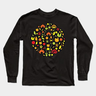 Colorful Floral Theme Long Sleeve T-Shirt